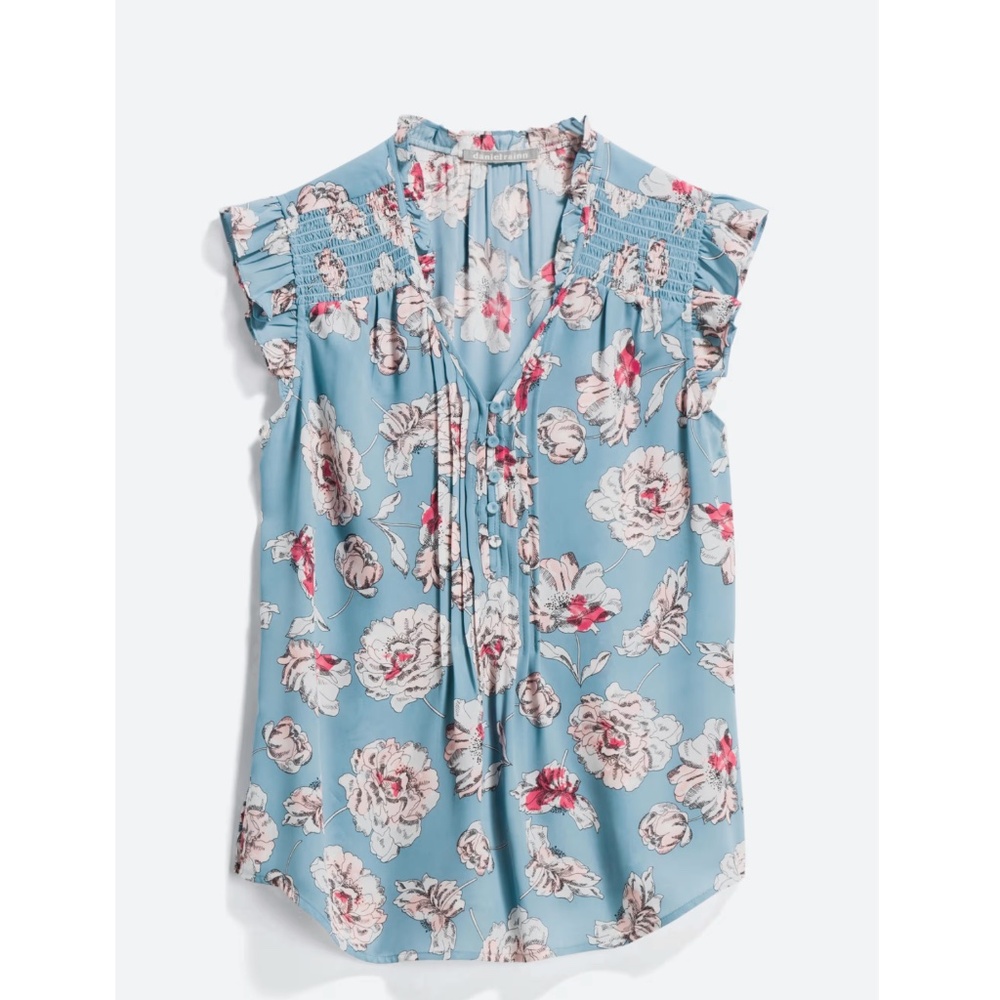 Daniel Rainn Liona Flutter Sleeve Top - Blue Floral, L
